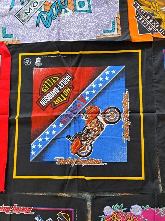 Vintage Harley-Davidson Bandanas Lot 10 American Made Motorcycles Multicolor - Picture 4 of 11